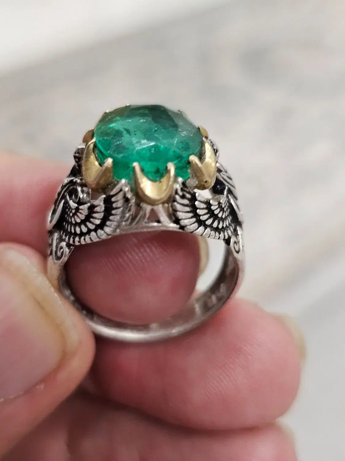 انگشتر نقره 925 زمرد برزیلی|جواهرات|اندیشه, اندیشه فاز ۳|دیوار