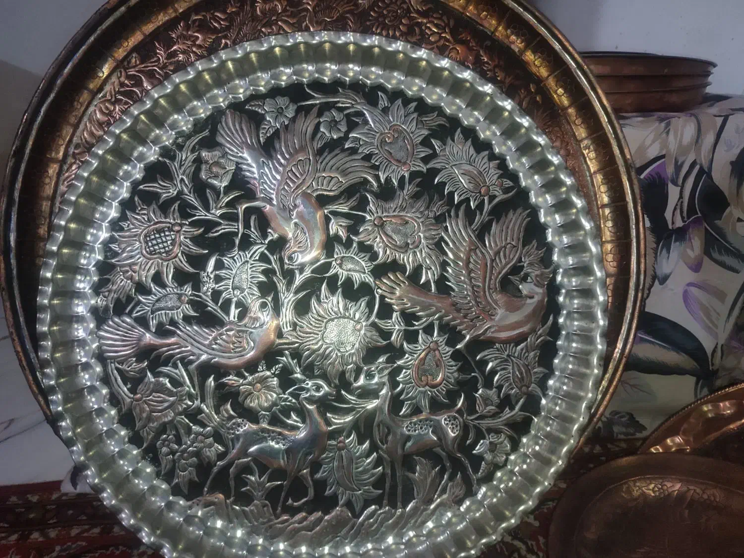 مجمع مسی 60سانتی قلمزنی|صنایع دستی و سایر لوازم تزئینی|خاوران, |دیوار