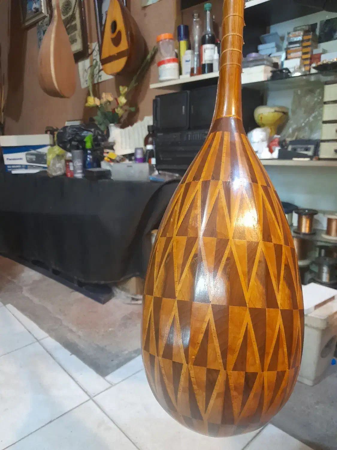 تنبور ترکه ای  قدیمی تیکه کاری|سازهای سنتی|تهران, باغ فیض|دیوار