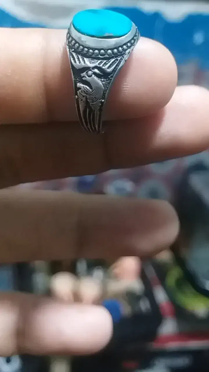 انگشتر فیروزه نیشابور اصل با رکاب نقره|جواهرات|بندرعباس, |دیوار