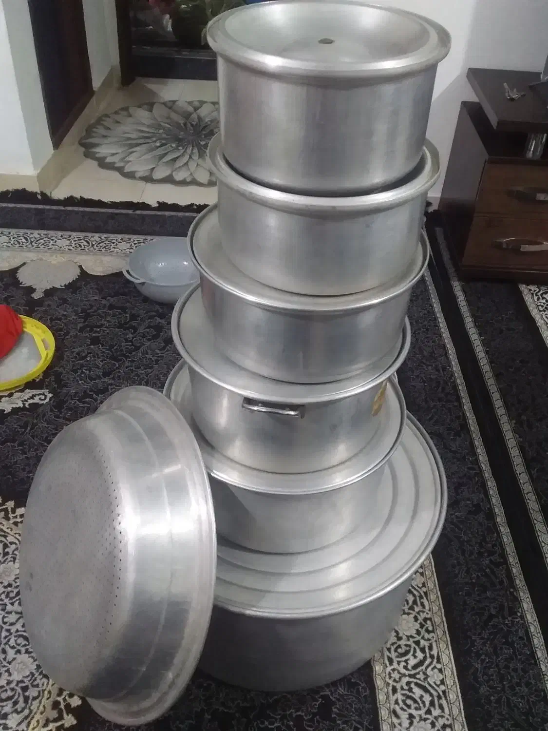 سلام ۶ عدد قابلمه و ۱عدد آبکش و۱عدد سینی استیل|ظروف پختوپز|هشتگرد, شهرک ایران خودرو|دیوار