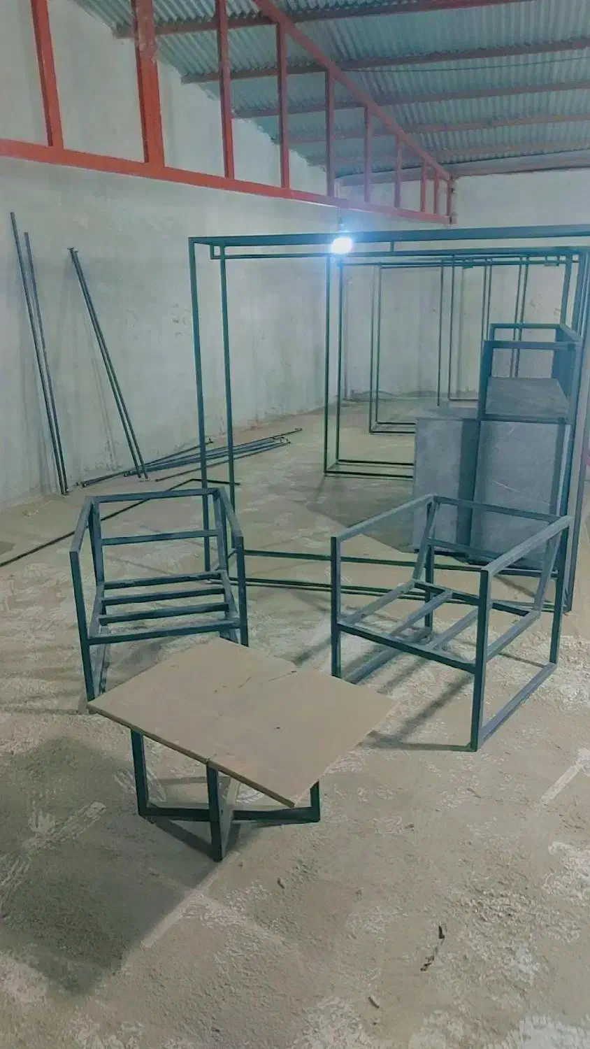 ست مبل اداری فلزی سبک دو مبل تکنفره ومیز جلو مبلی|مبلمان اداری|آمل, |دیوار