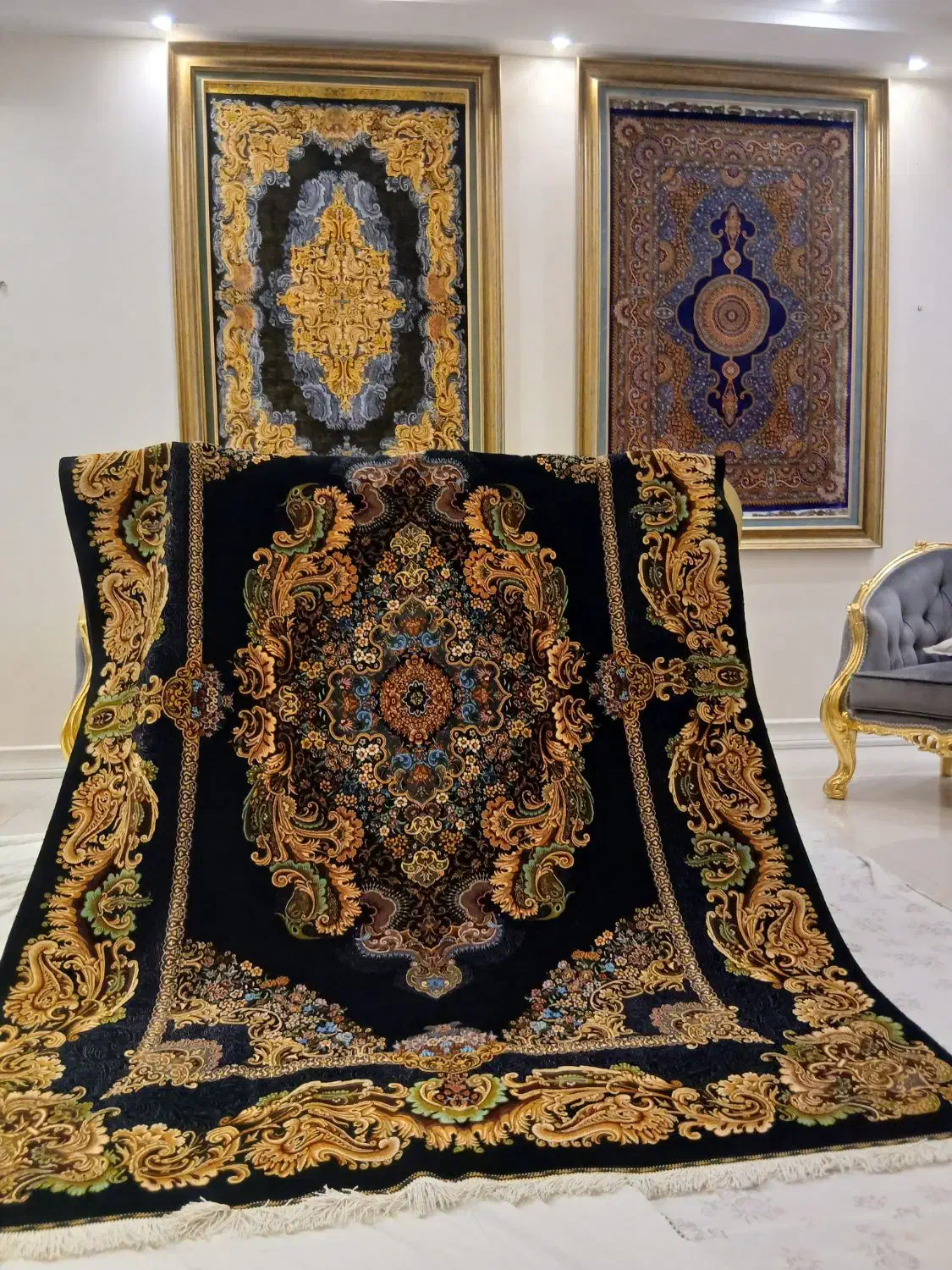 چهار فرش تمام ابریشم نفیس اصل قمی|فرش|مشهد, سجاد شهر|دیوار