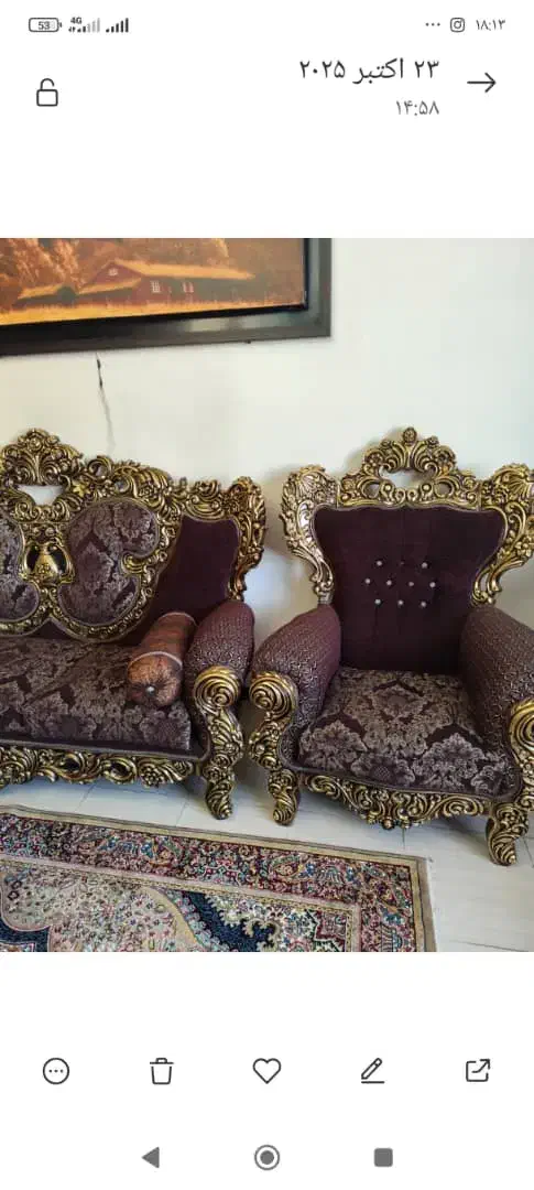 مبل استیل سلطنتی ۹ نفره با کنسول|مبلمان خانگی و میز عسلی|ملایر, |دیوار