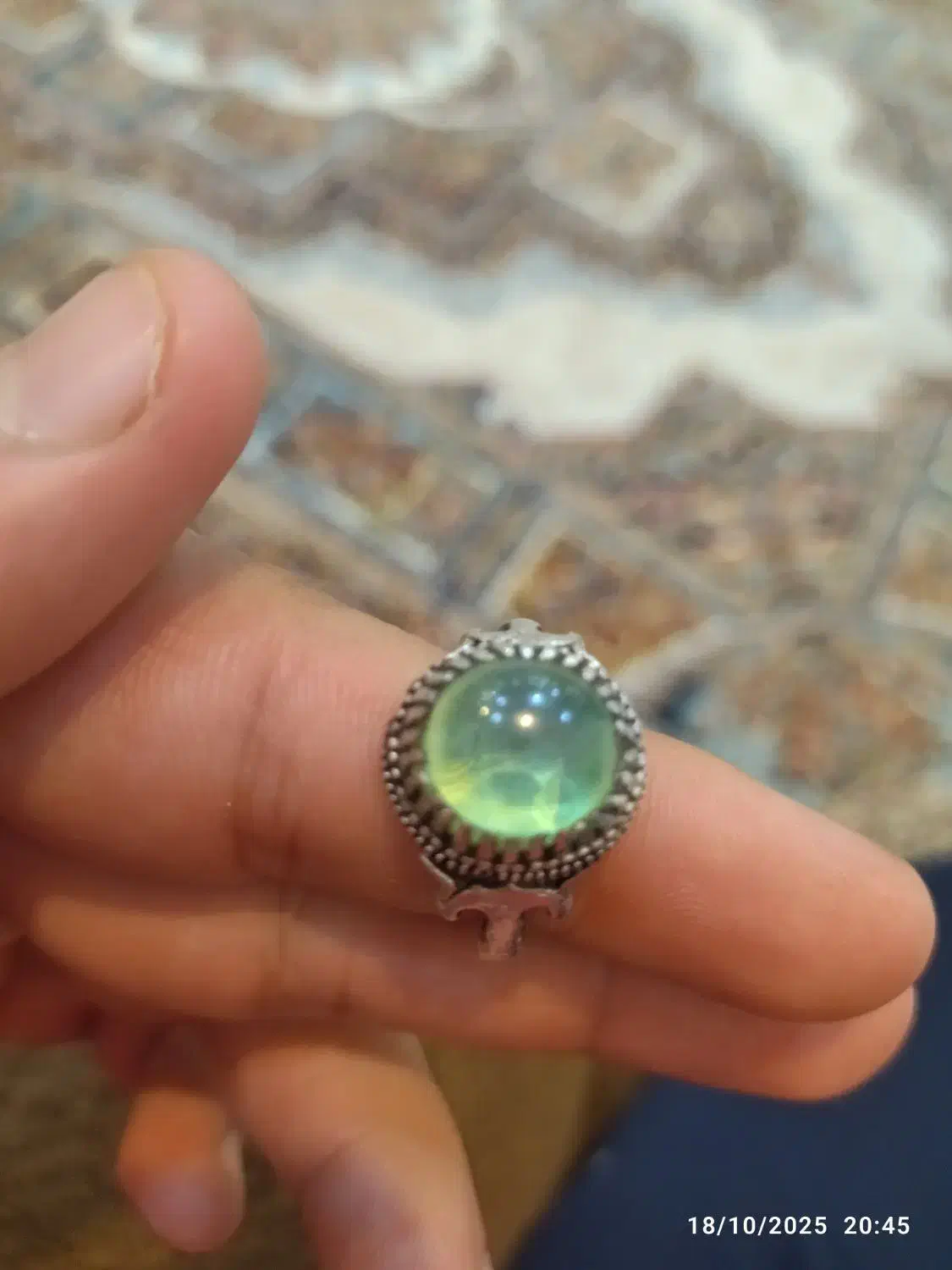 انگشتر نقره یاقوت سبز|جواهرات|رامهرمز, |دیوار