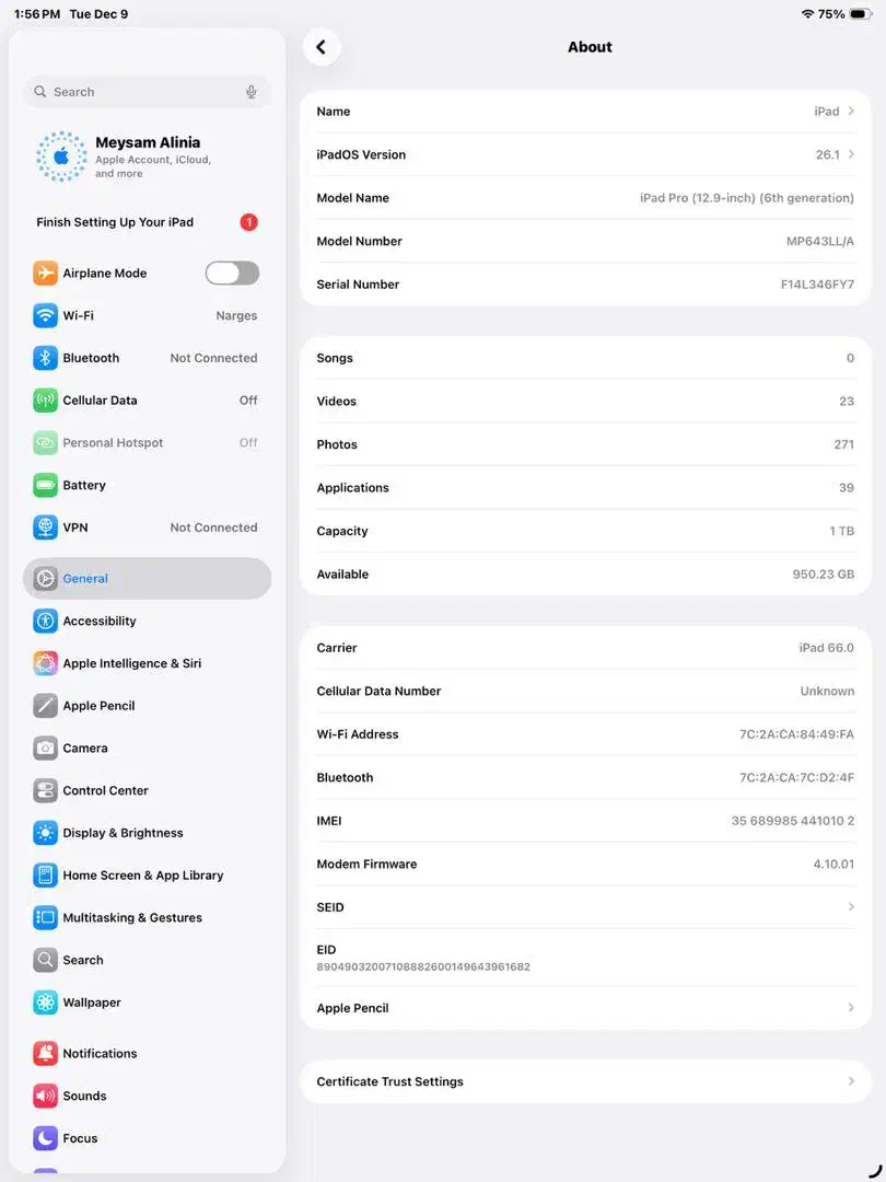 1ترابایتIpadpro2022 ایپد پرو|تبلت|نجفآباد, ریاضی|دیوار