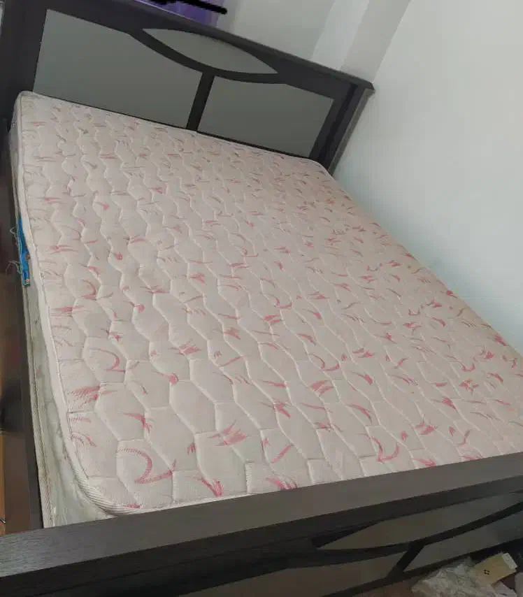 تخت دو نفره چوبی به همراه تشک دو نفره کاملا سالم|تخت و سرویس خواب|علی‌آباد کتول, |دیوار