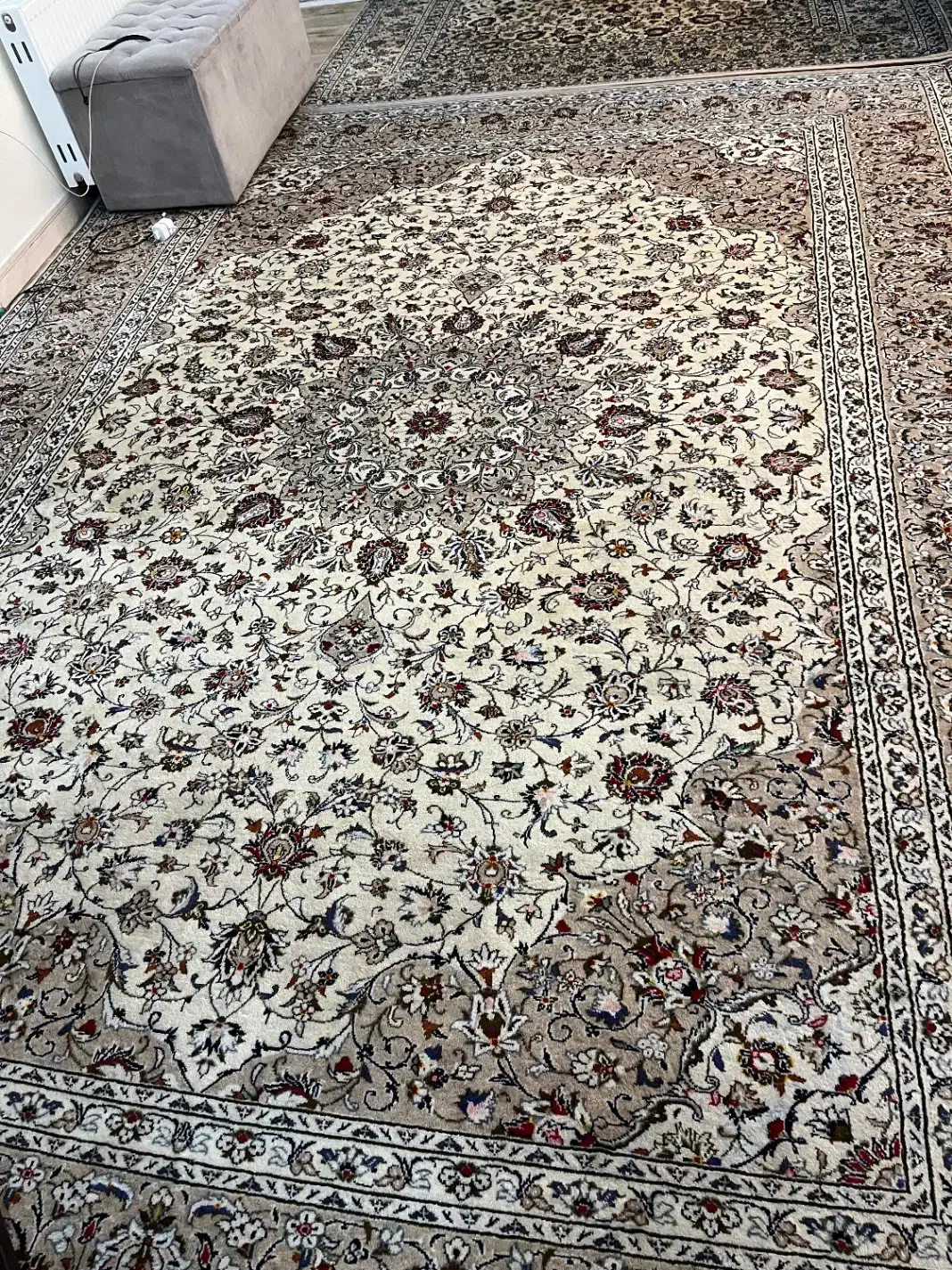 فرش دستبافت کاشان کرم ۱۲ و ۶ متری|فرش|تهران, بلورسازی|دیوار