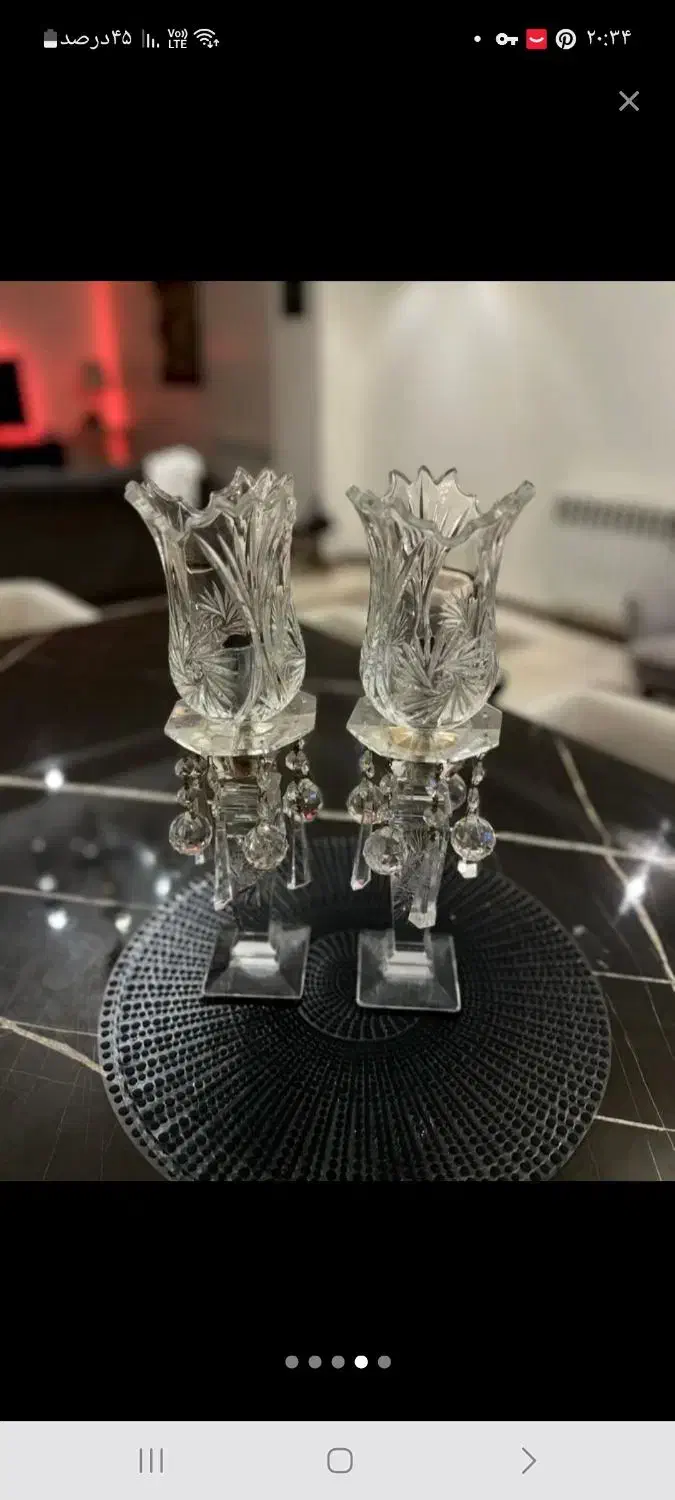 دوعدد شمعدان کریستال خورشیدی|چراغ خواب و آباژور|تهران, گلستان (شهرک راه آهن)|دیوار