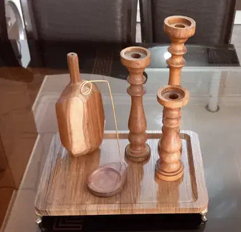 ست جاشمعی و جا عودی مبلمان (چوب راش و گردو)|صنایع دستی و سایر لوازم تزئینی|شیراز, شهرک گلستان|دیوار