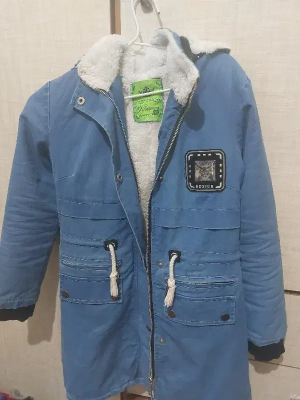 پالتو جین خز دار سایز ۴۰|لباس|لنگرود, |دیوار