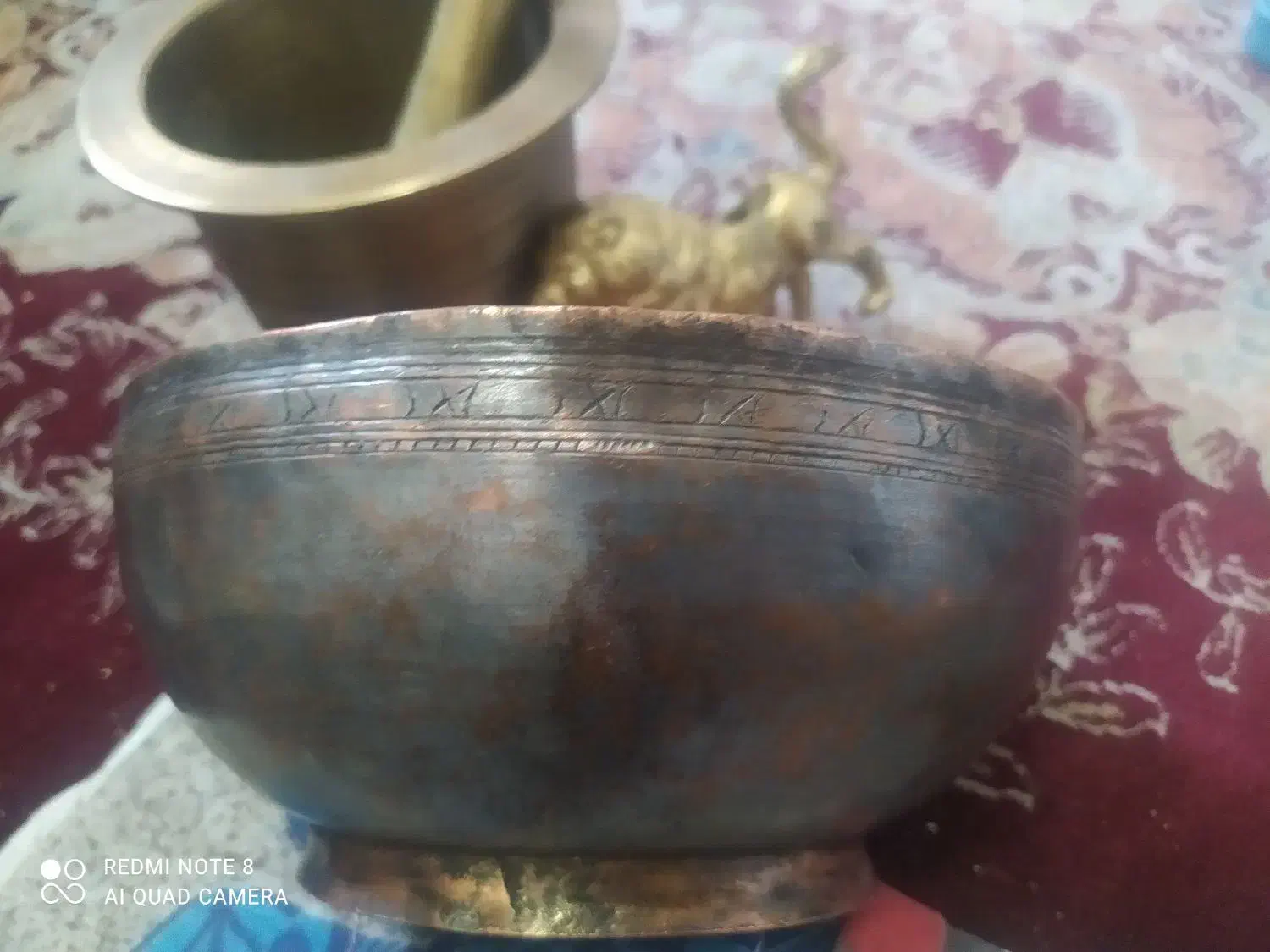 هاونگ برنجی کاسه مسی کعبدار|کلکسیون اشیاء عتیقه|لنجان, |دیوار