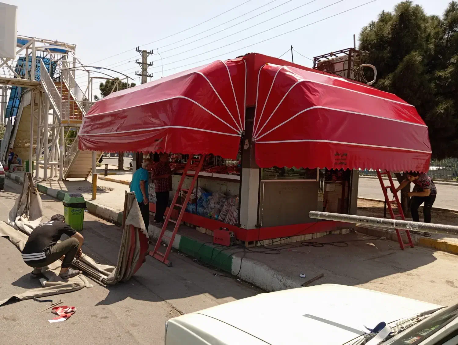 سایبان دکه تعویض روکش کانکس مغازه برقی دستی چتر|فروشگاه و مغازه|چهاردانگه (تهران), |دیوار