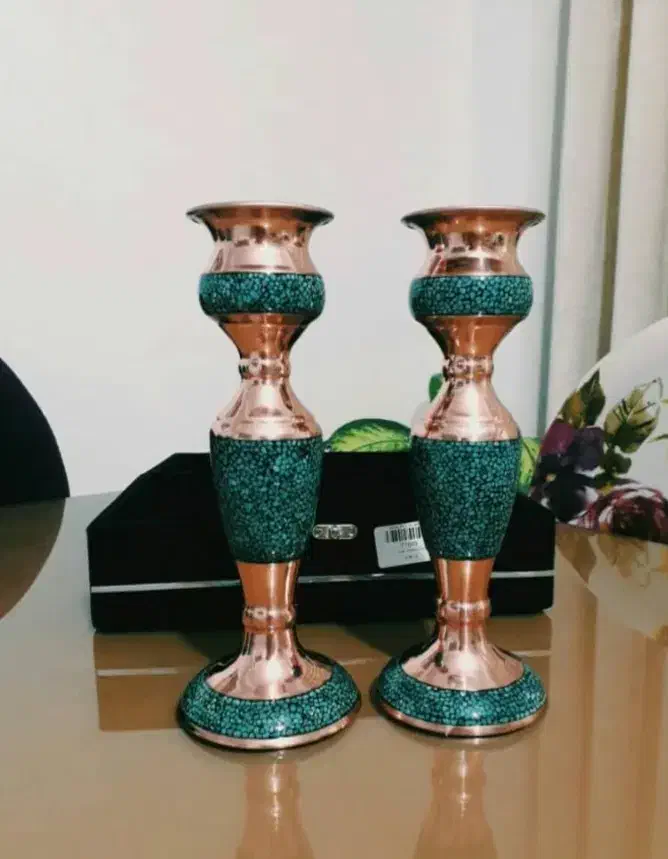 شمعدان  مسی فیروزه کوبی|صنایع دستی و سایر لوازم تزئینی|بیرجند, |دیوار