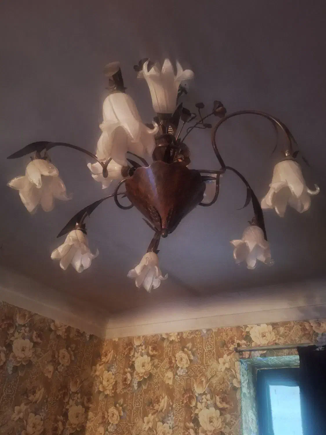 لوستر گل لاله  انتیک۹ شاخه ۲ عدد|لوستر و چراغ آویز|تهران, مختاری|دیوار