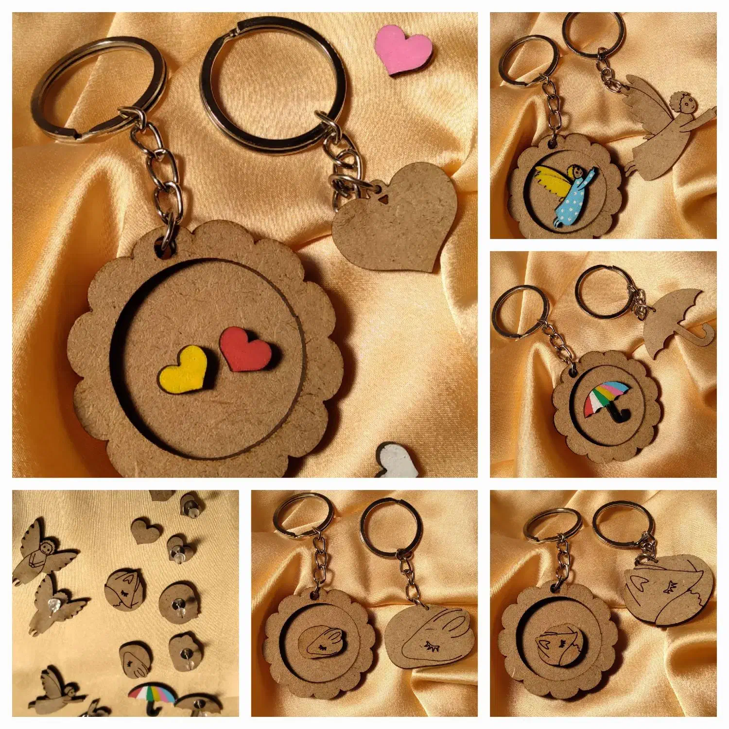 ست زیورآلات چوبی. گوشواره،گردنی، گیره مو،جاکلیدی|بدلیجات|خوی, |دیوار