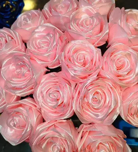 ساخت دسته گل رز روبانی|گل مصنوعی|نور, |دیوار