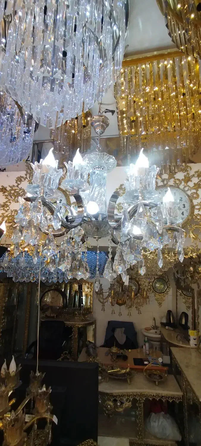 لوستر اویز مدرن، برنزی ،سنگی ،باکارات|لوستر و چراغ آویز|ارومیه, |دیوار