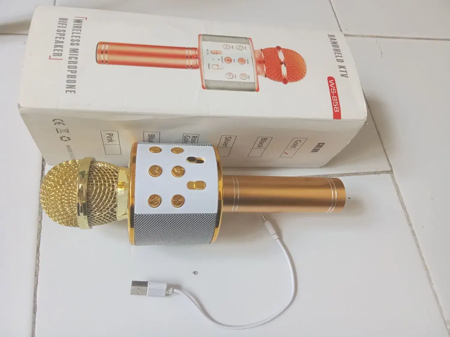 میکروفن میکروفون بلندگو طلایی شارژی باطری لیتیومی|صوتی و تصویری|تهران, صفا|دیوار