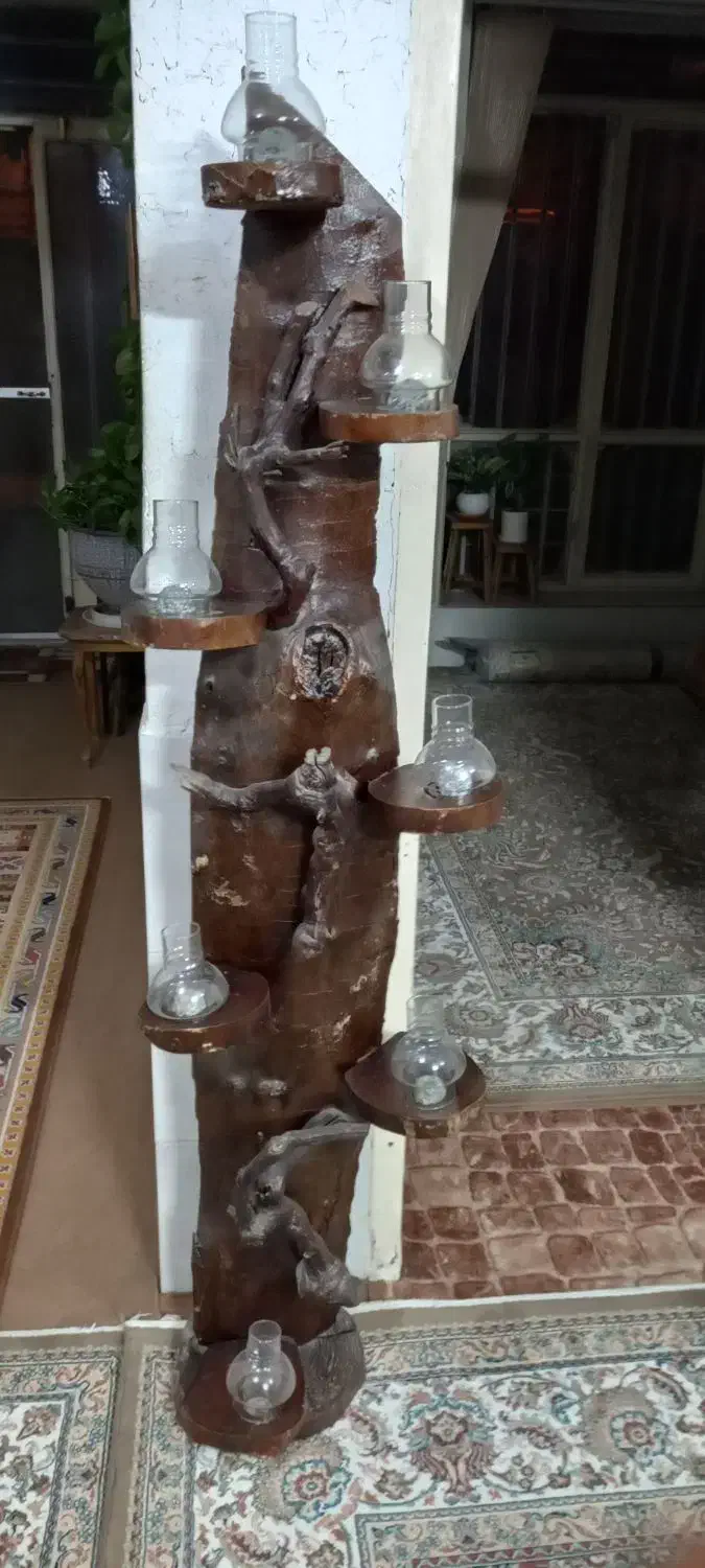 جا شمعی تنه درختی تزئینی دکوری فانوس دار|مجسمه، تندیس، ماکت|مرودشت, ابوذر جنوبی|دیوار