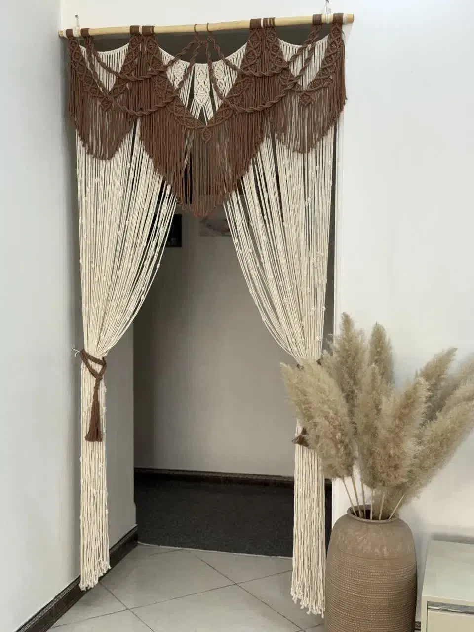 پرده های زیبای مکرومه ای|پرده، رانر، رومیزی|چهاردانگه (تهران), |دیوار