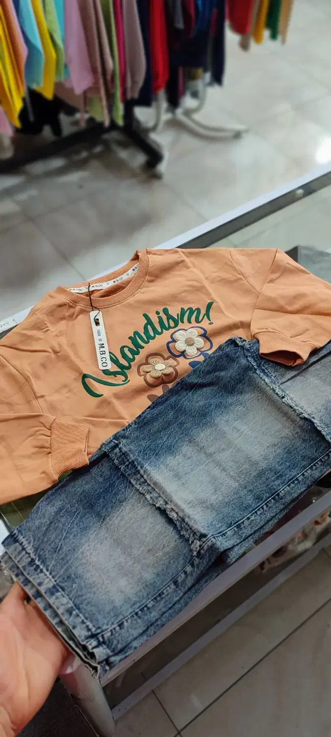 ست بلوز پنبه و شلوار لی گالری پوشاک مهراب|کفش و لباس بچه|کرمانشاه, |دیوار