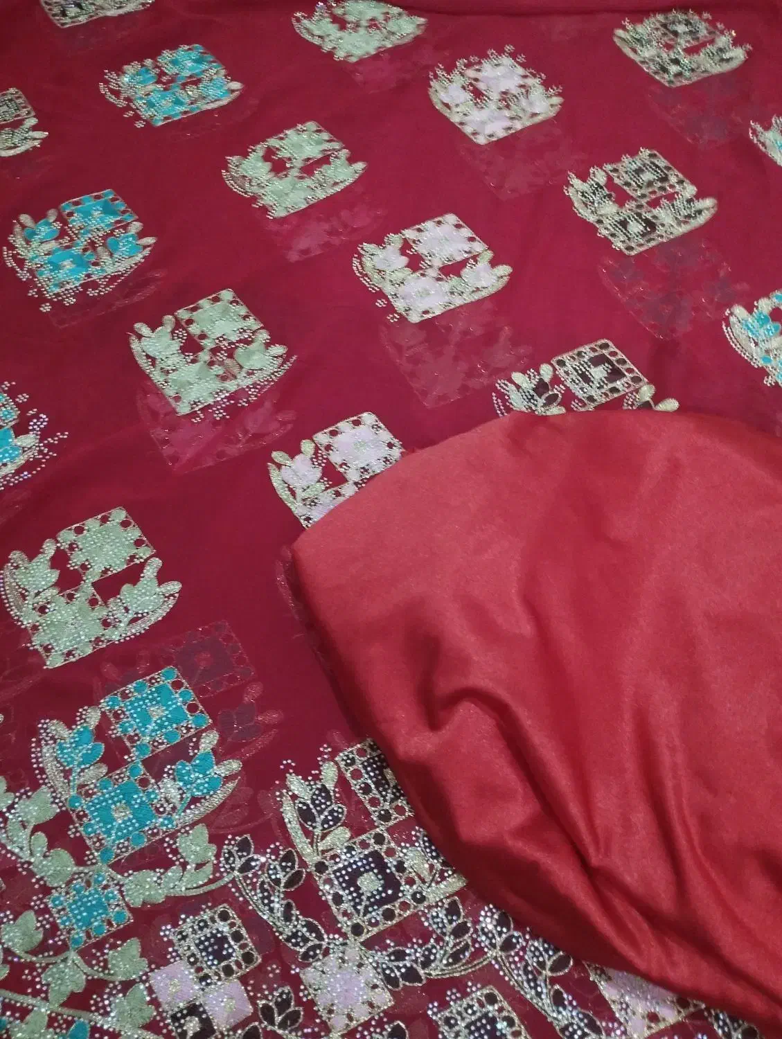 پارچه حریر نگینی به همراه استر|لباس|زاهدان, |دیوار