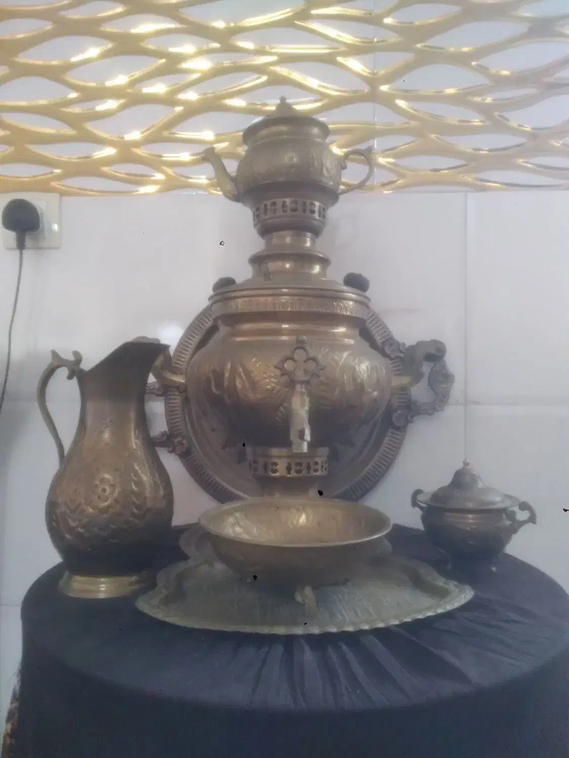سماور برنجی ۶لیتری  باتمام وسایل نو|سماور، چای‌ساز، قهوه‌ساز|زنجان, |دیوار