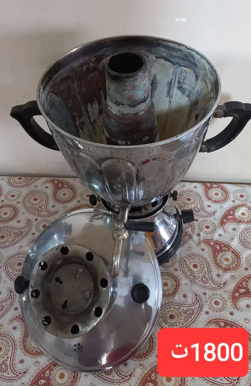 سماورگازی قدیمی ورق ضخیم سالم|سماور، چای‌ساز، قهوه‌ساز|پرند, فاز ۵|دیوار