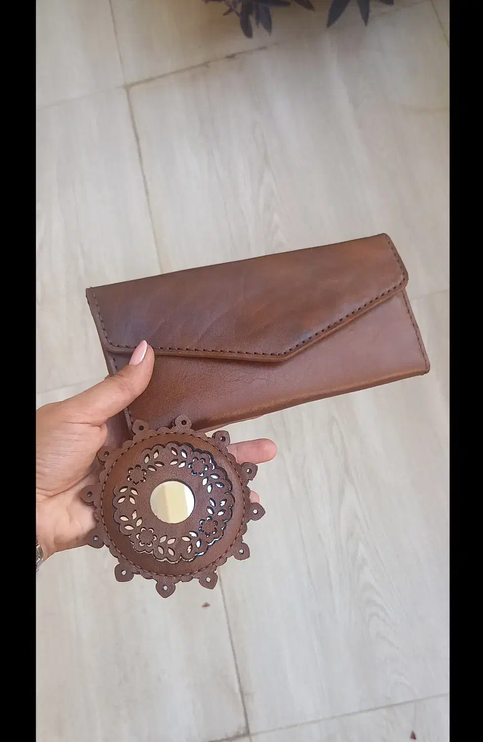 کیف پول چرم طبیعی و آینه چرمی|کیف، کفش، کمربند|کرج, گوهردشت|دیوار