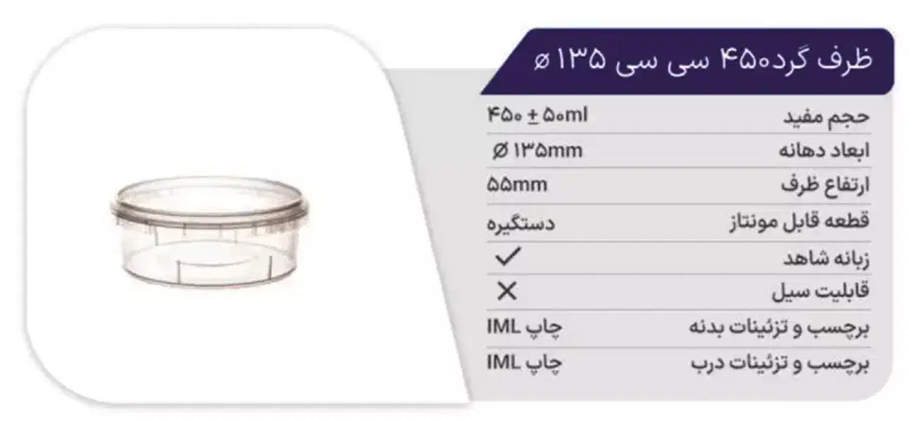 ظرف ماکروویوی گرد پولاد پویش 450 سی سی|ظروف نگهدارنده، پلاستیکی، یک‌بارمصرف|تهران, سردارجنگل|دیوار