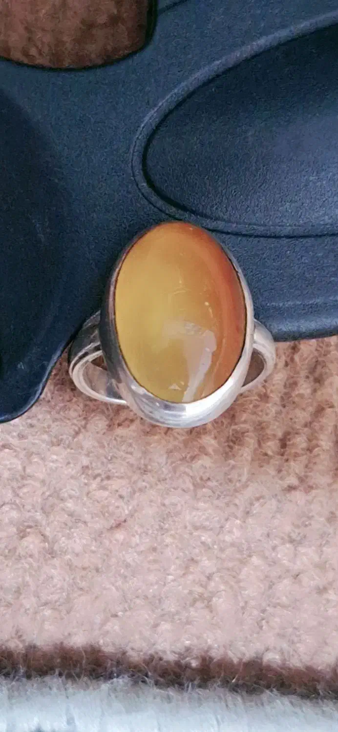 انگشتر نقره با نگین عقیق زرد شرف شمس|جواهرات|آمل, |دیوار