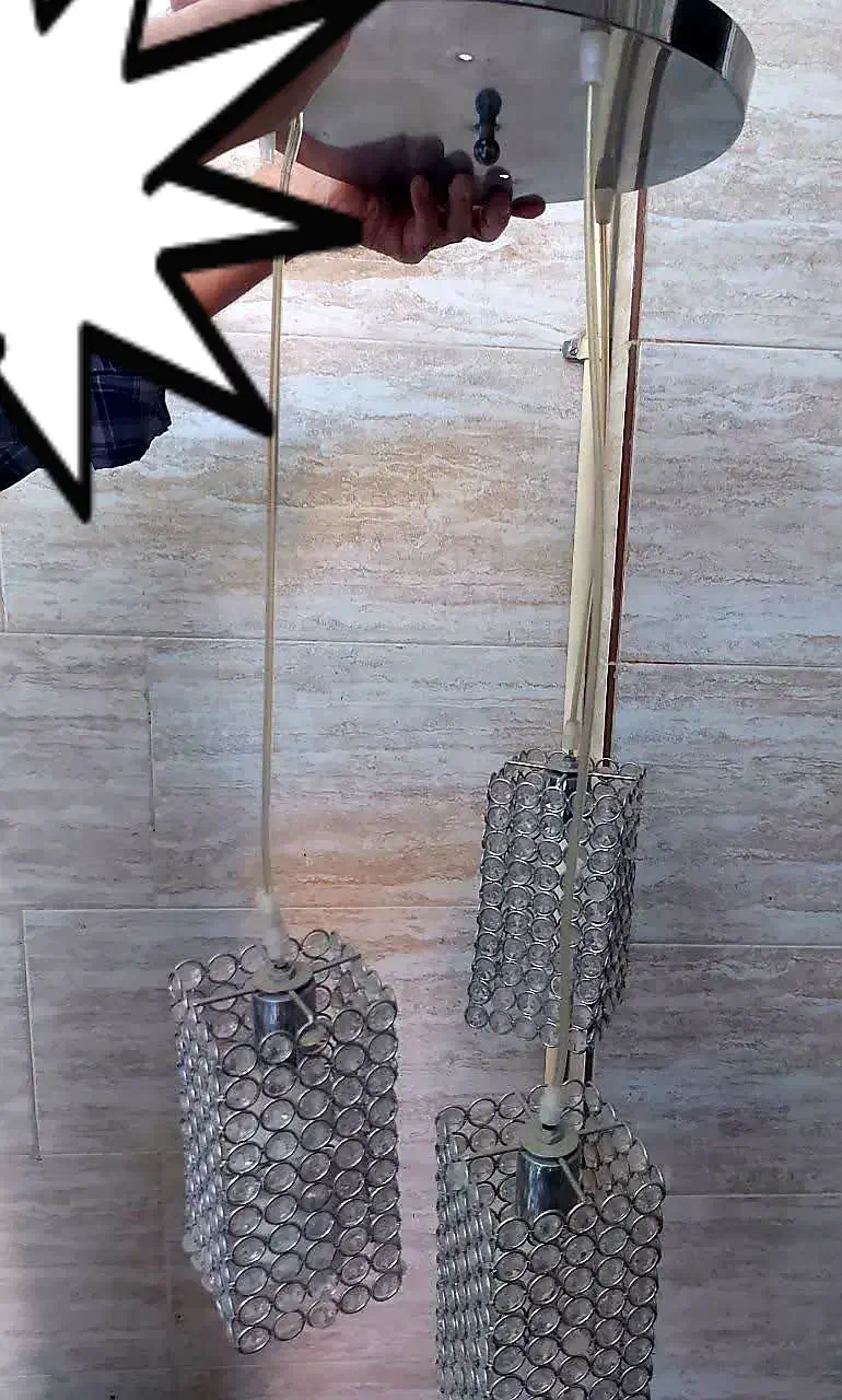 اویزبافت سه شعله ارتفاع قابل تنظیم رنگ نقره ای|لوستر و چراغ آویز|پاکدشت, پاکدشت (مامازند)|دیوار