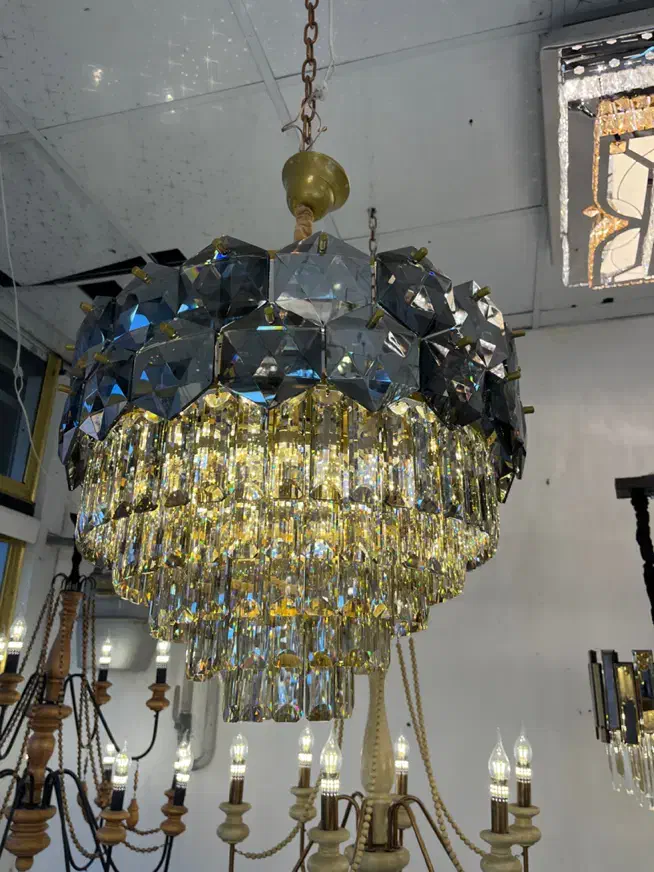 لوستر کریستالی برلیان طلایی 15 شاخه|لوستر و چراغ آویز|تهران, نیروی هوایی (پیروزی)|دیوار