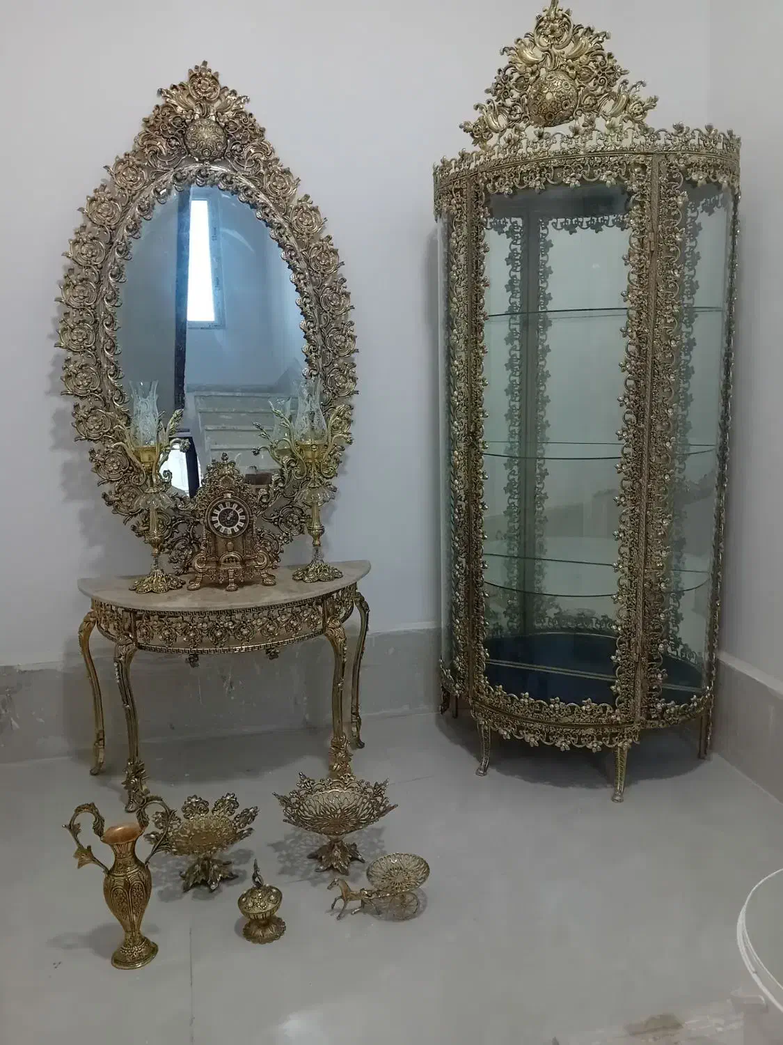 آیینه شمعدان و بوفه برنز|بوفه، ویترین، کنسول|کنگاور, |دیوار