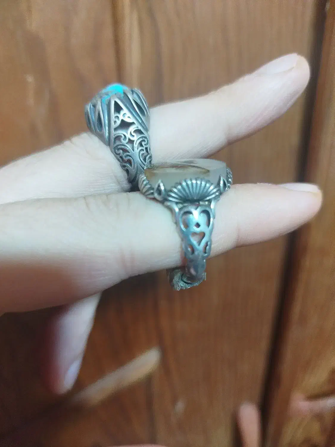 انگشتر نقره فیروزه و شجر|جواهرات|آستانه اشرفیه, |دیوار