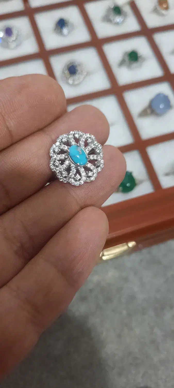 انگشتر فیروزه زنانه آبکاری رادیوم|جواهرات|بابل, |دیوار