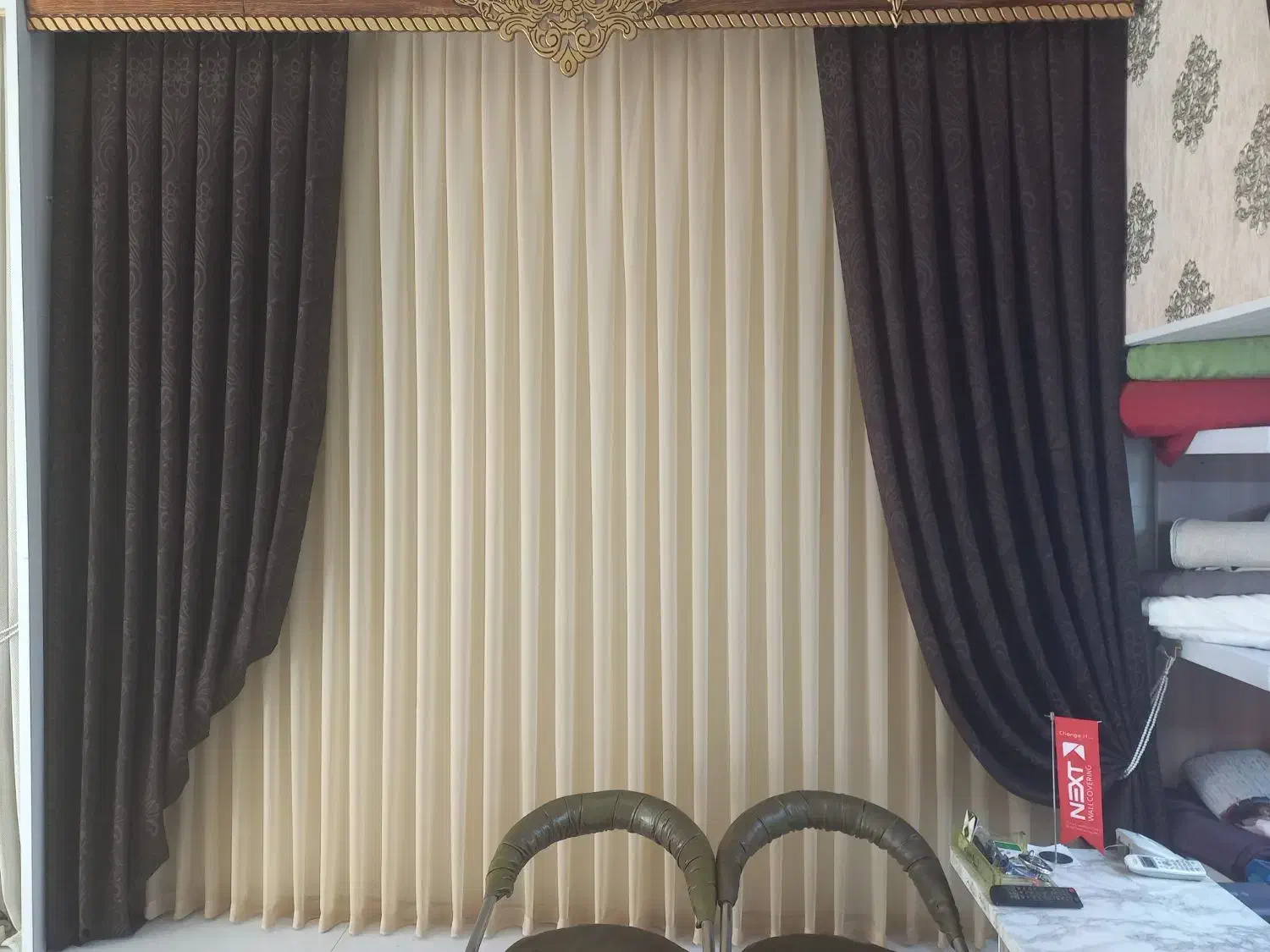 پرده حریر و مخمل طرح دار (حراج واقعی فقط ۳۷۰۰)|پرده، رانر، رومیزی|اصفهان, رزمندگان|دیوار