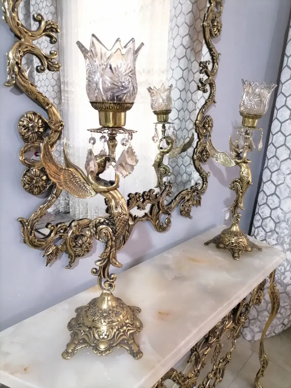 آینه شمعدان|بوفه، ویترین، کنسول|نقده, |دیوار