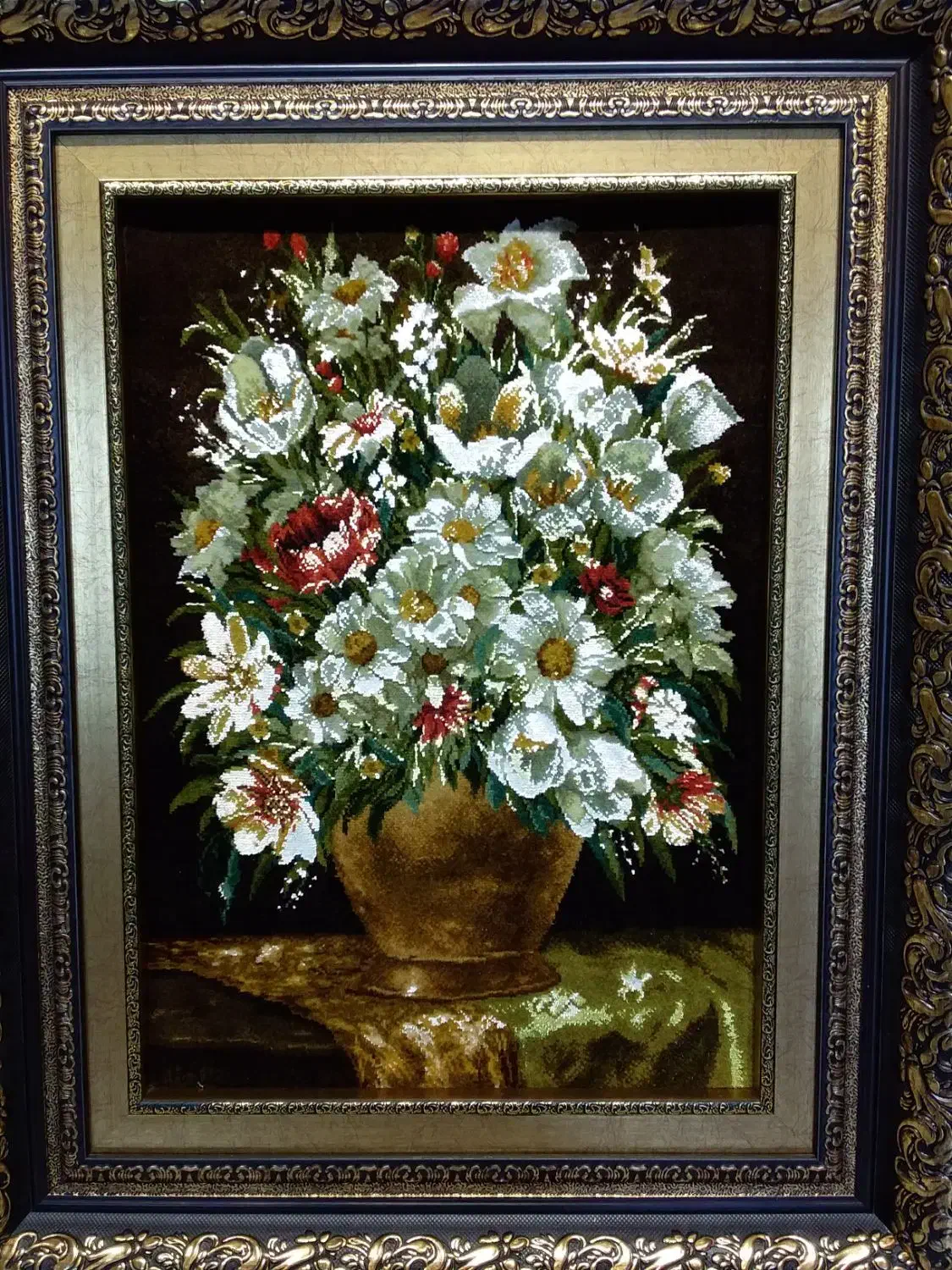 تابلو فرش گل وگلدان  بابونه|تابلو فرش|تهران, علم و صنعت|دیوار