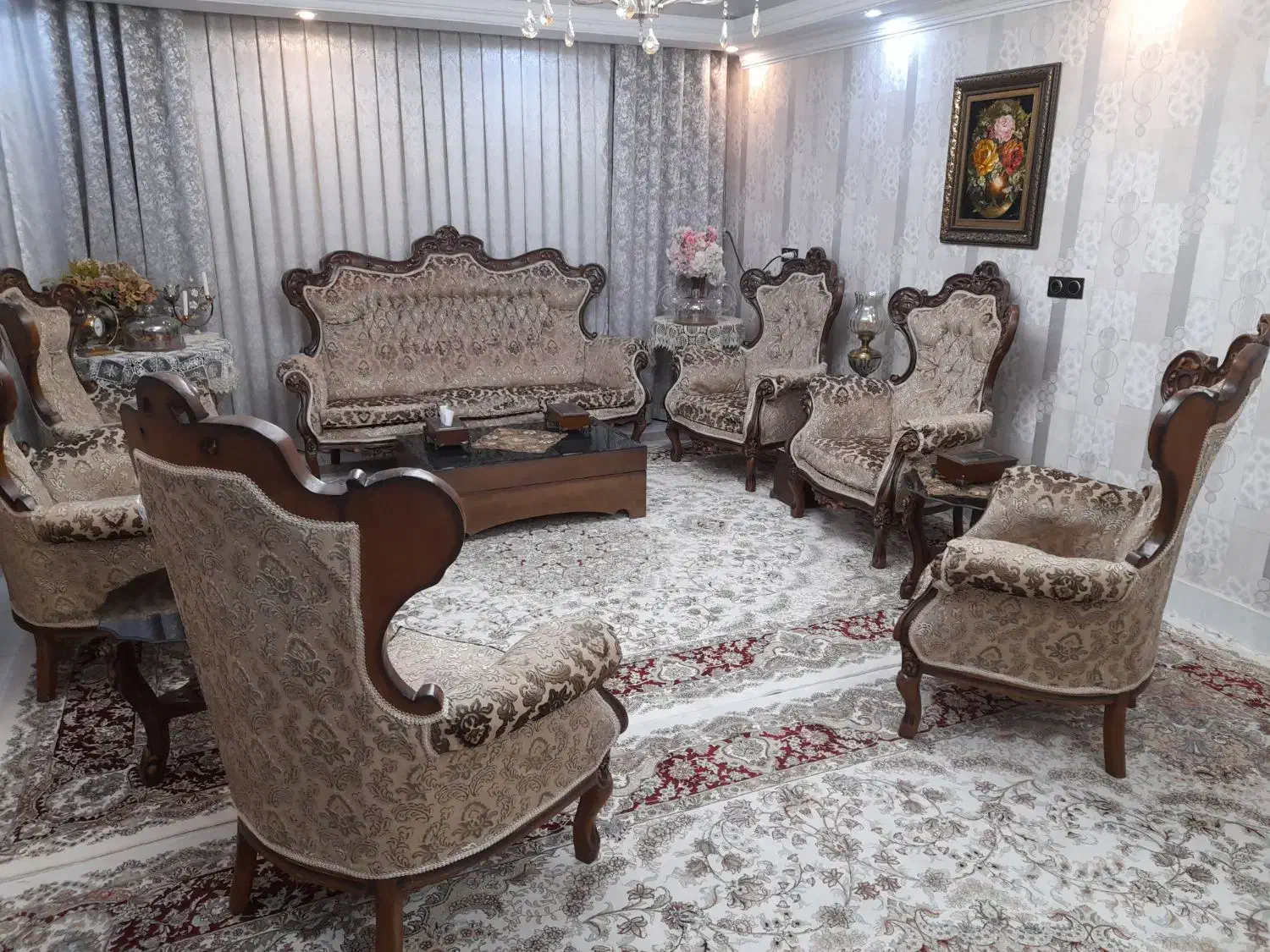 مبل استیل سلطنتی تماما چوب راش|مبلمان خانگی و میز عسلی|رباط‌کریم, رباط‌کریم|دیوار