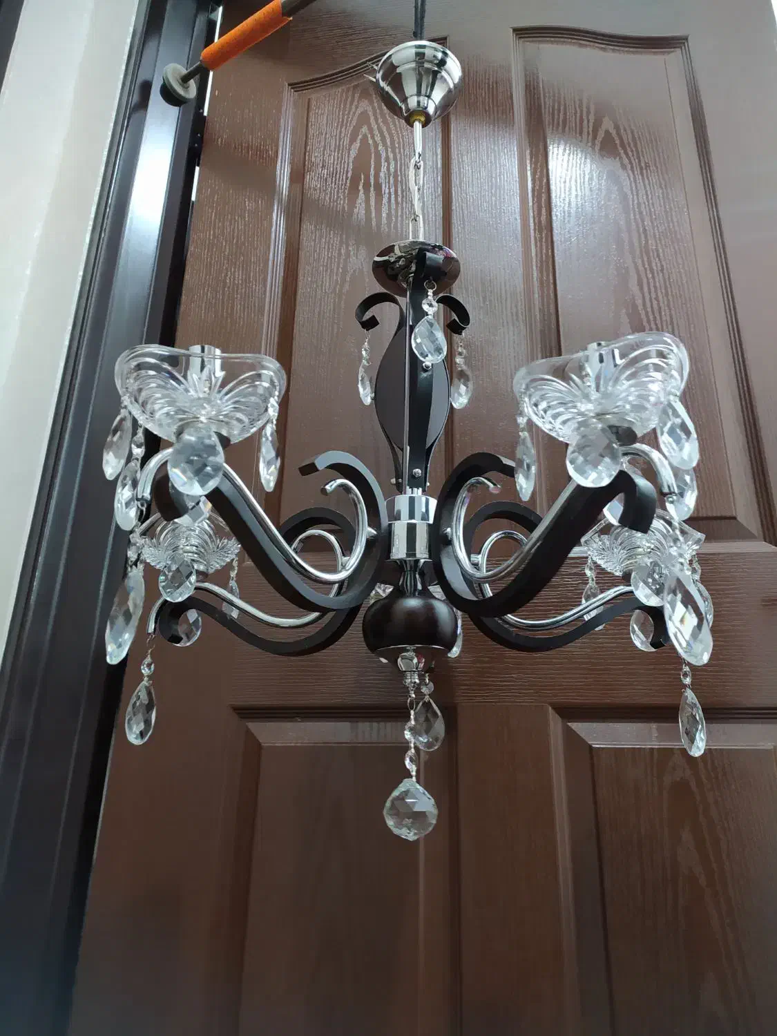 لوستر چوبی فلزی ۵ شعله|لوستر و چراغ آویز|تبریز, |دیوار