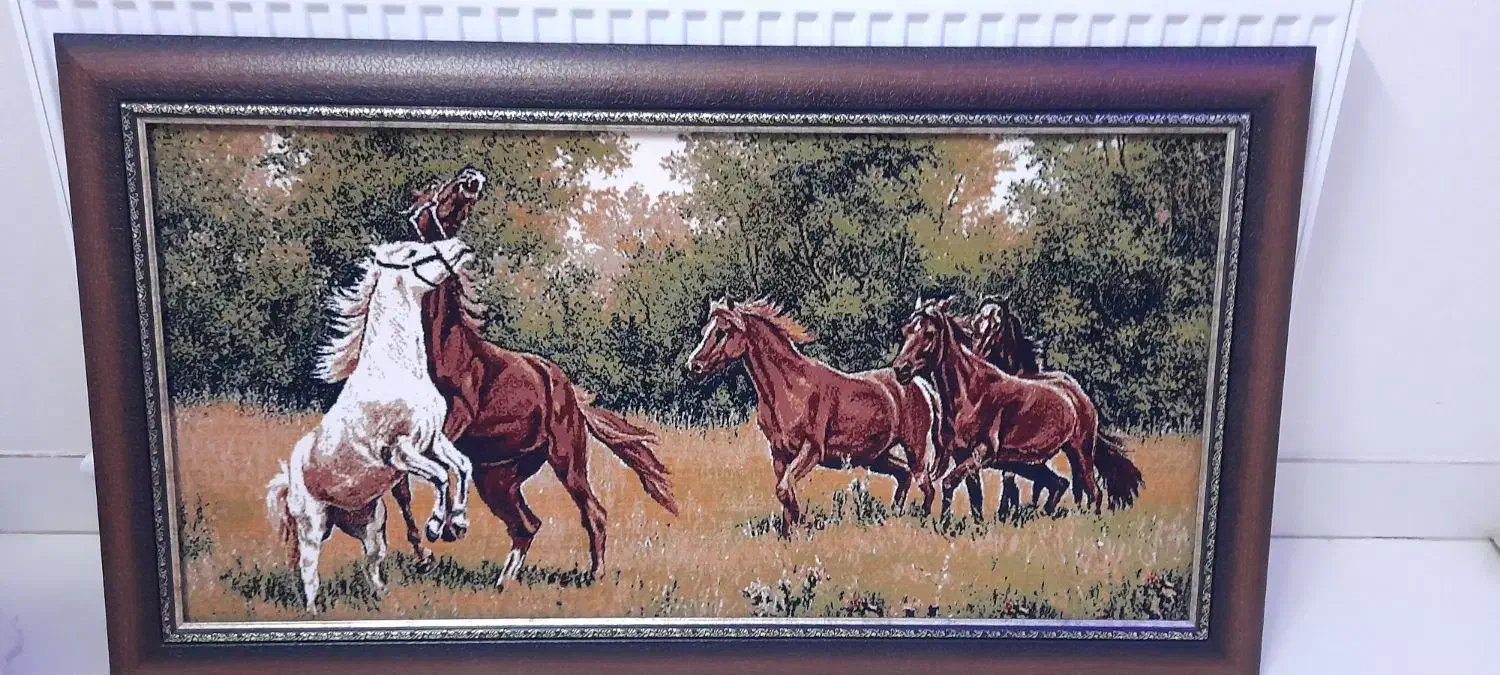 لوستر برنز و تابلو فرش ماشینی|لوستر و چراغ آویز|اراک, |دیوار