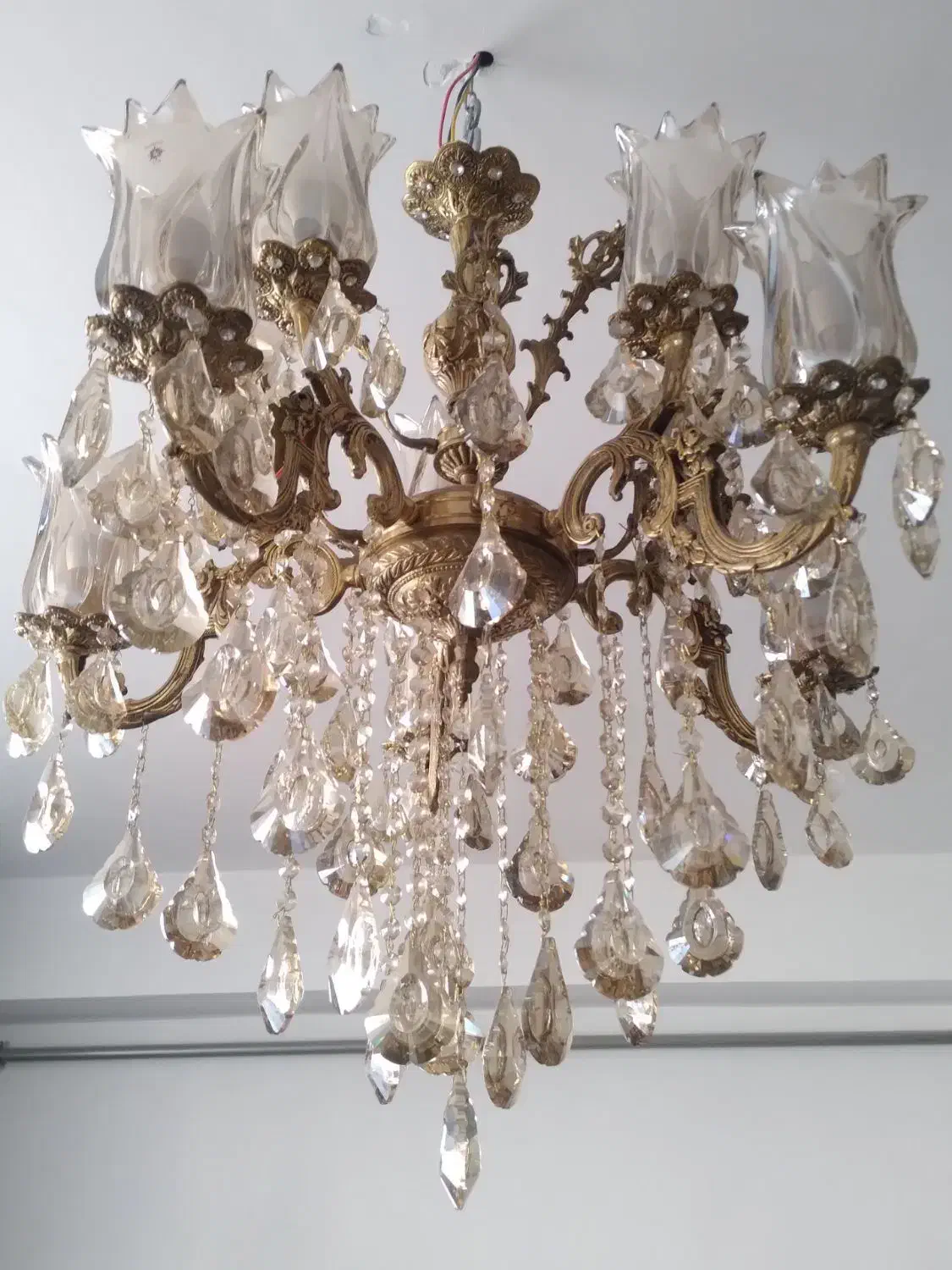 لوستر برنز بزرگ و سنگین|لوستر و چراغ آویز|تبریز, |دیوار