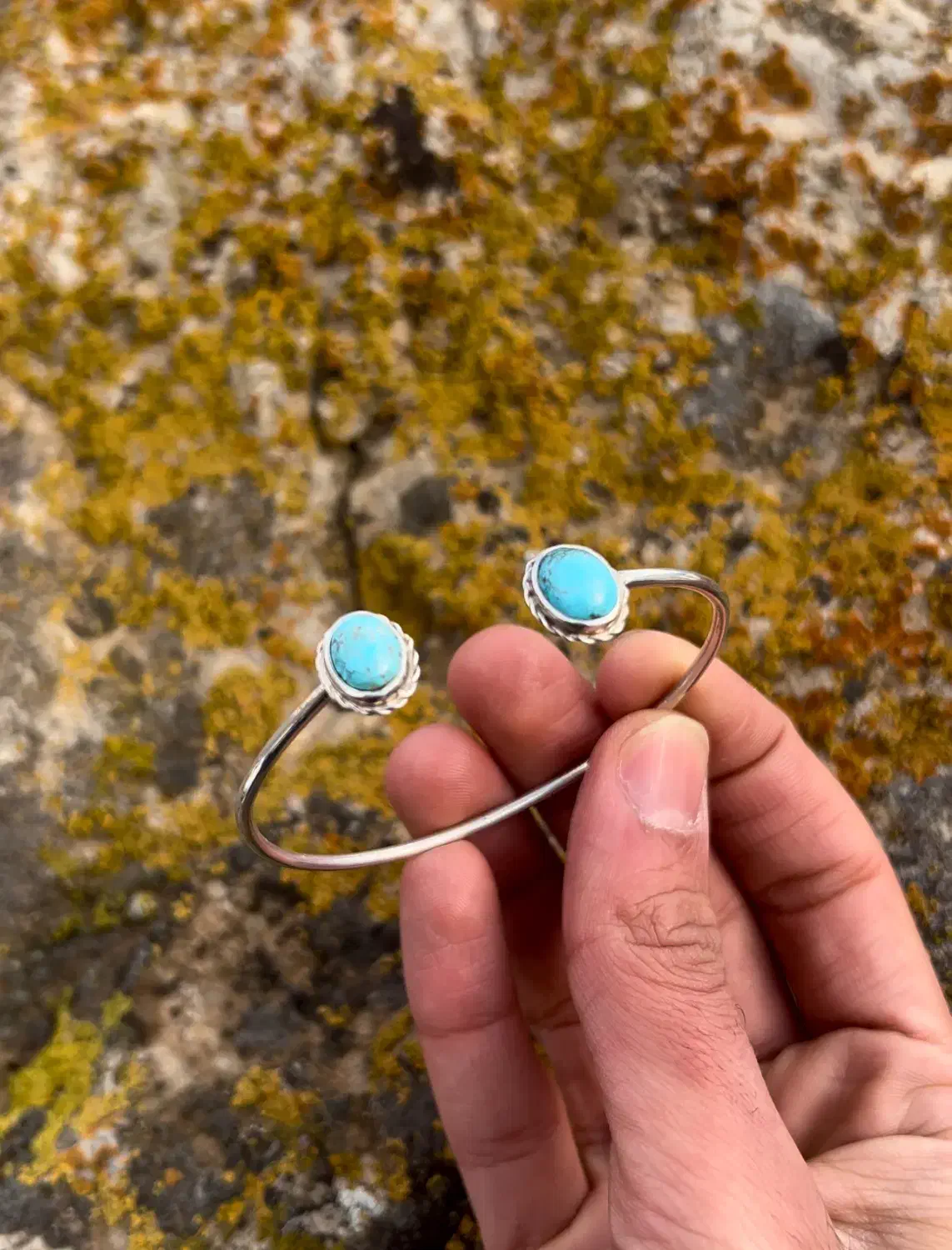 دستبند نقره دستساز با سنگ فیروزه نیشابور طبیعی|جواهرات|تهران, بهار|دیوار