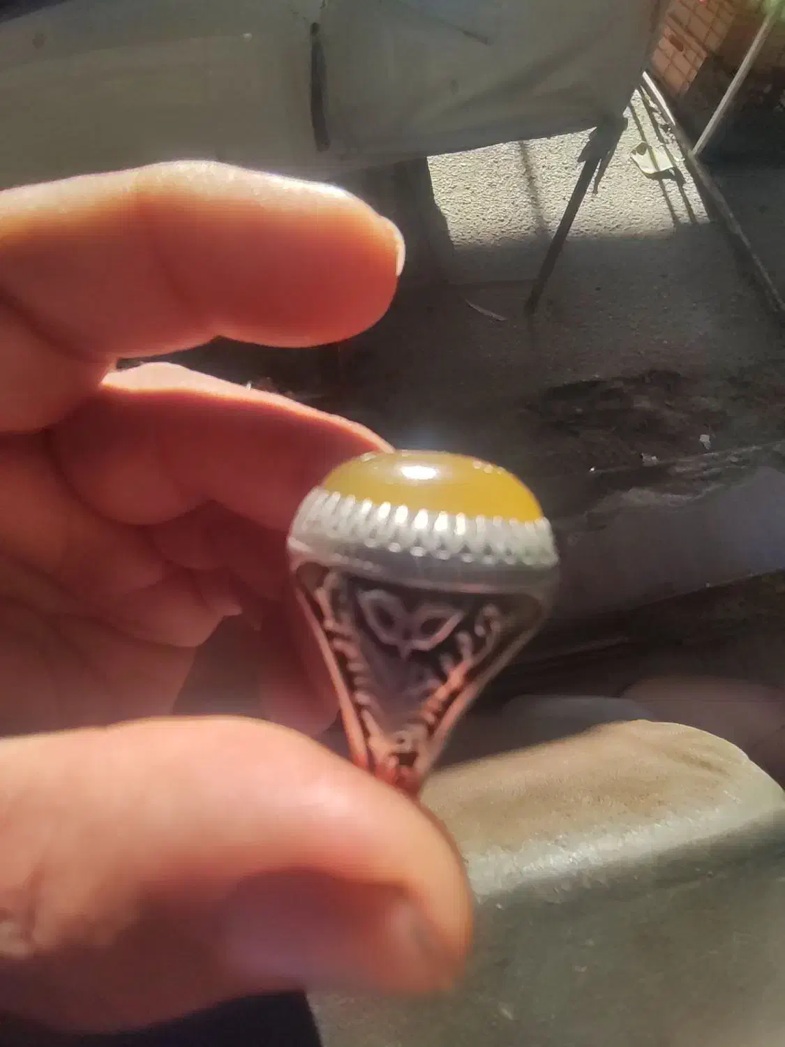 دوانگشترعقیق زرد با رکاب نقره|کلکسیون اشیاء عتیقه|بندر ترکمن, |دیوار