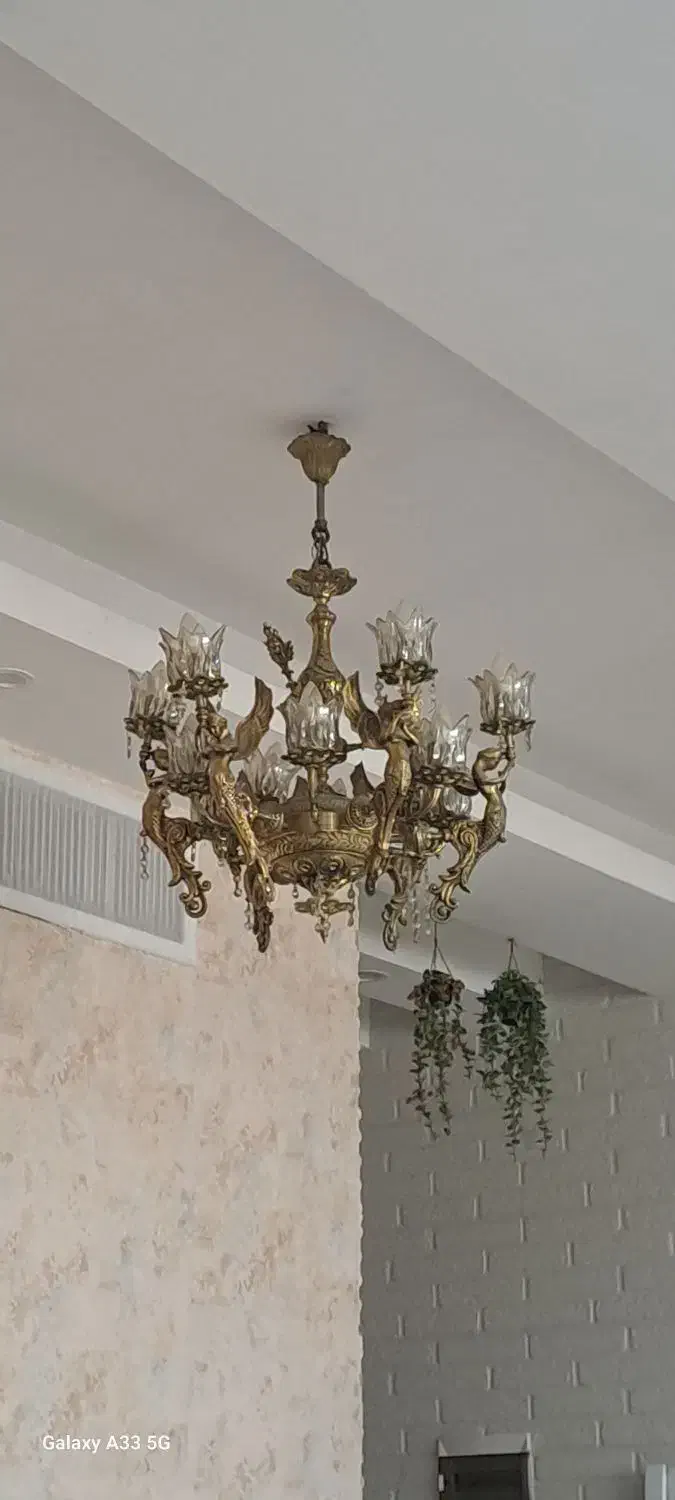 لوستر برنزی فرشته|لوستر و چراغ آویز|مشکیندشت, |دیوار