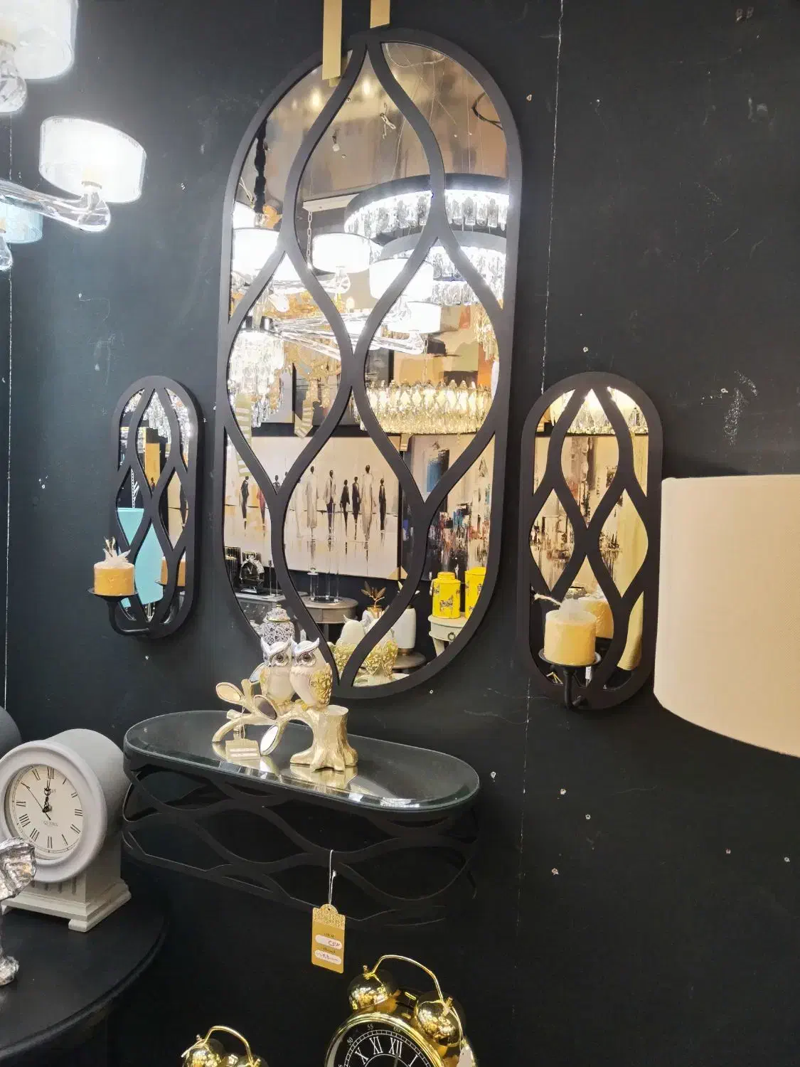 آیینه و کنسول و یک جفت شمعدون|بوفه، ویترین، کنسول|اهواز, نادری|دیوار