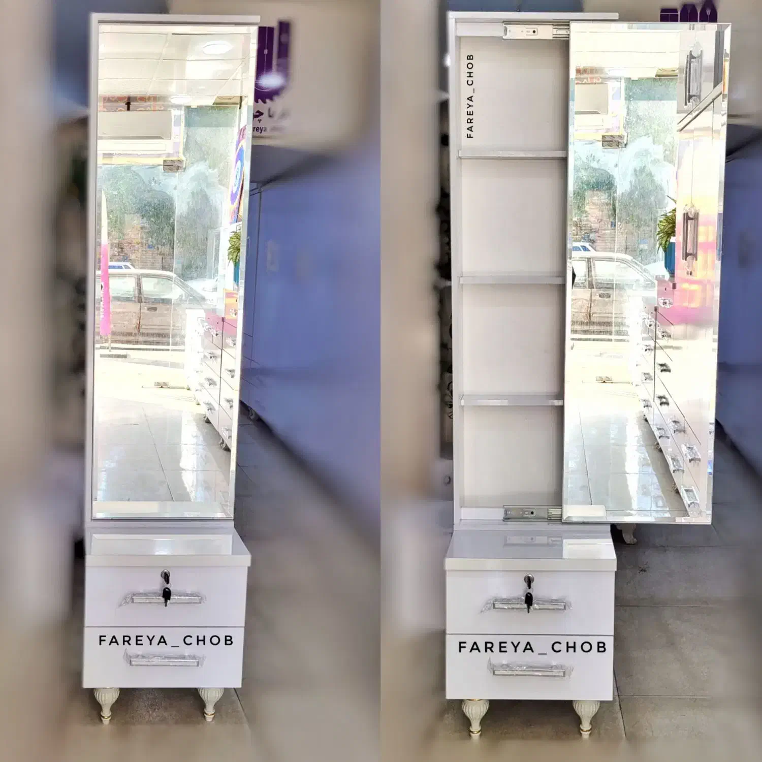 آینه قدی  پاتختی  آینه ریلی  کشو درایورآینه|آینه|اهواز, زندوکیلی|دیوار