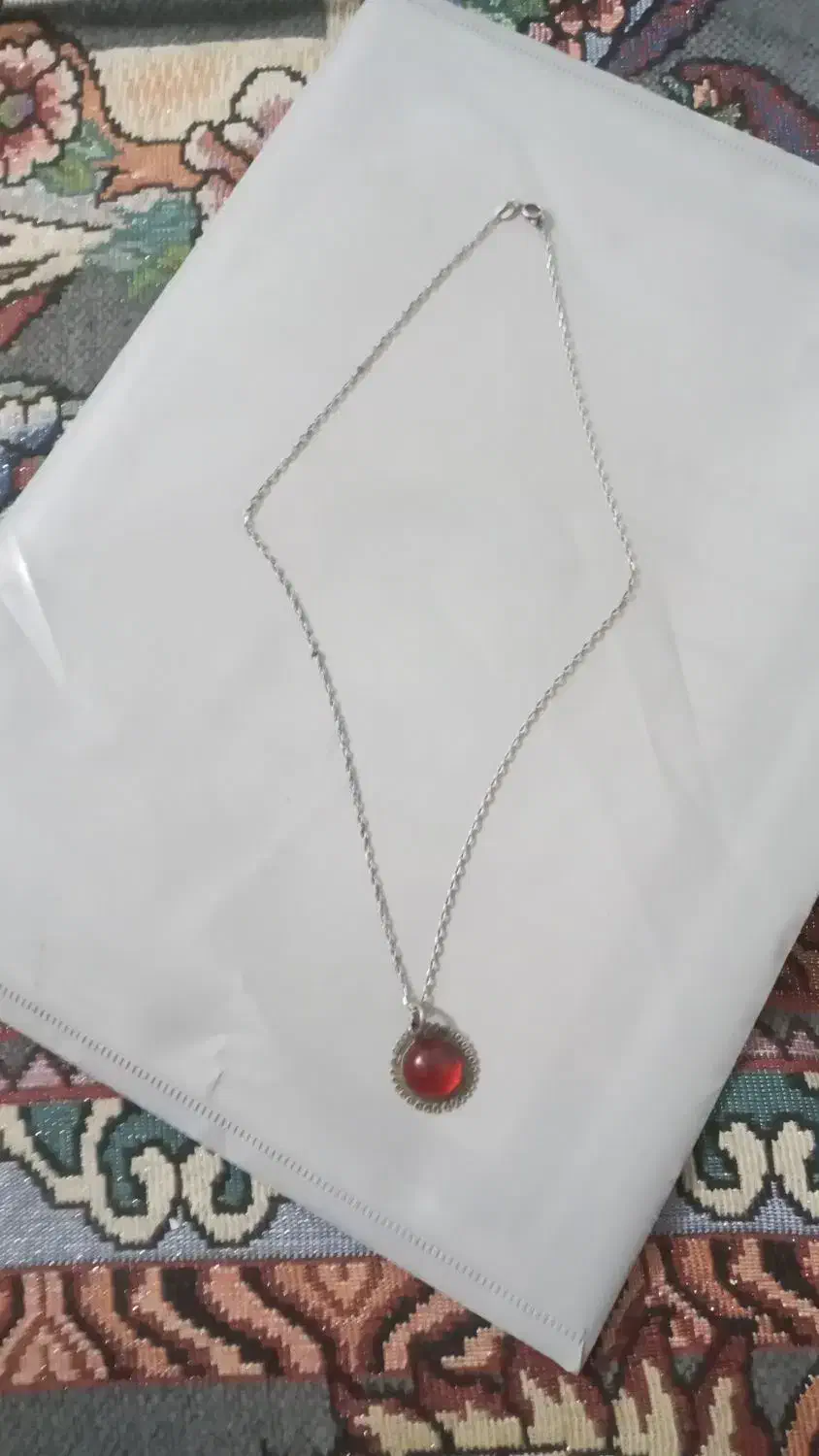 پلاک زنجیر نقره یاقوت شمش|جواهرات|زابل, |دیوار